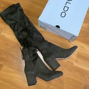 Brand new aldo olive green thigh high heeled boots